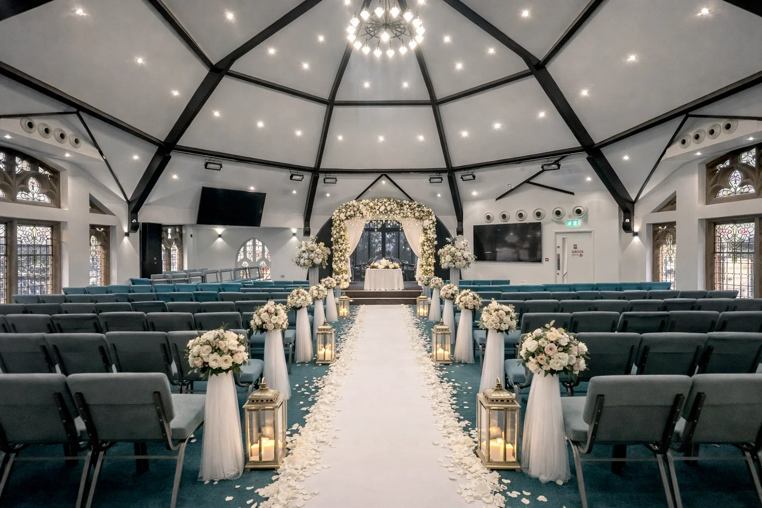 Praise Dome front-of-room and stage view